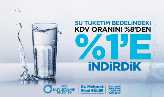 Ordu Büyükşehir Belediyesi içme suyu’nda yüzde 7 indirim yaptı