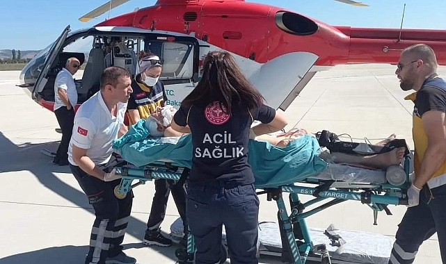 112 Helikopteri hasta nakli için havalandı