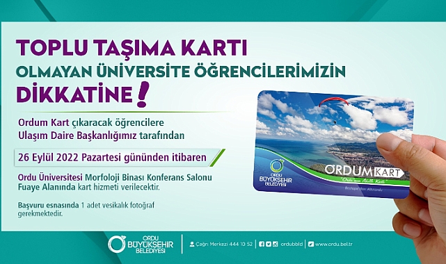 Ordu Üniversitesi öğrencilerine "ORDUM KART" desteği