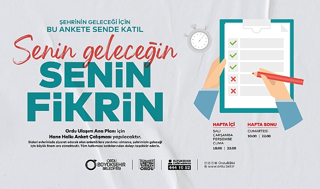 Ordu’nun ulaşım master planı için dev anket
