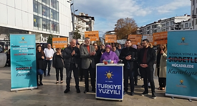 Ak Parti Kadın Kolları, Ceren Özdemir Meydanında Kadına Şiddete karşı basın açıklaması yaptı.