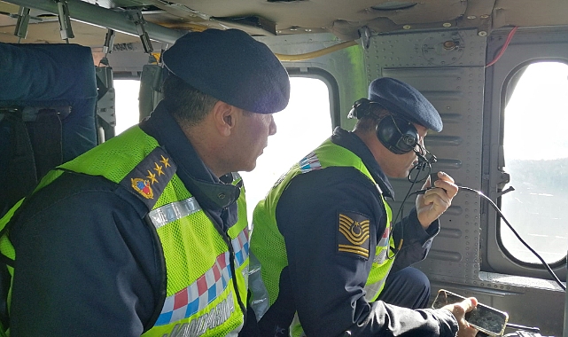 Ordu'da Helikopter ile havadan trafik denetimi