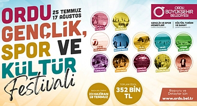 Ordu Gençlik Spor ve Kültür Festivali başlıyor