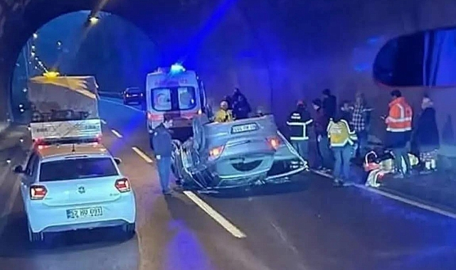 Ordu tünelde araç takla attı!