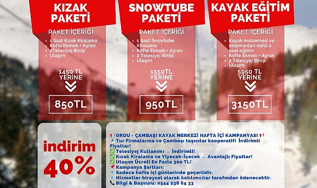 Çambaşı Kayak Merkezi'nde büyük indirim!