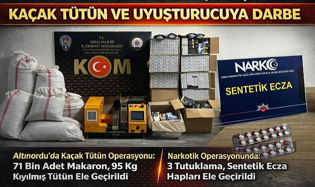 Ordu Emniyetinden asayişe geçit yok: Kaçak tütün ve uyuşturucuya darbe